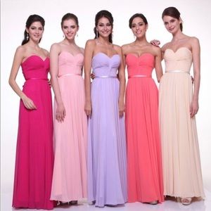 Strapless Chiffon Gown Magenta